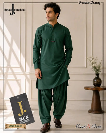 Men’s Unstitched Boski Plain Suit ( green )