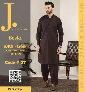 Unstitched Boski Men Suit Rich Brown Wedding Eid
